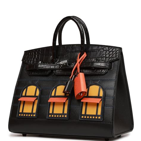 hermes so black midnight faubourg birkin 20 matte alligator handbag|Birkin alligator bag.